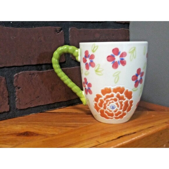 Dutch Wax Coastline Imports Hand Painted Ceramic Coffee Cup Mug Floral Design - Picture 9 of 9